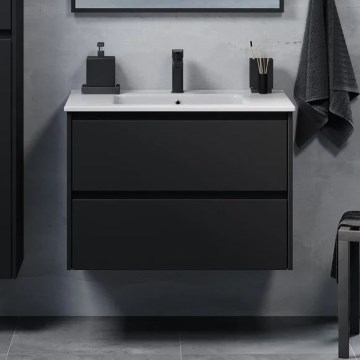 Kopalniška omarica z umivalnikom MOLDE 80x55x46 cm črna