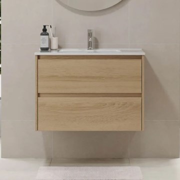 Kopalniška omarica z umivalnikom MOLDE 80x55x46 cm, hrast
