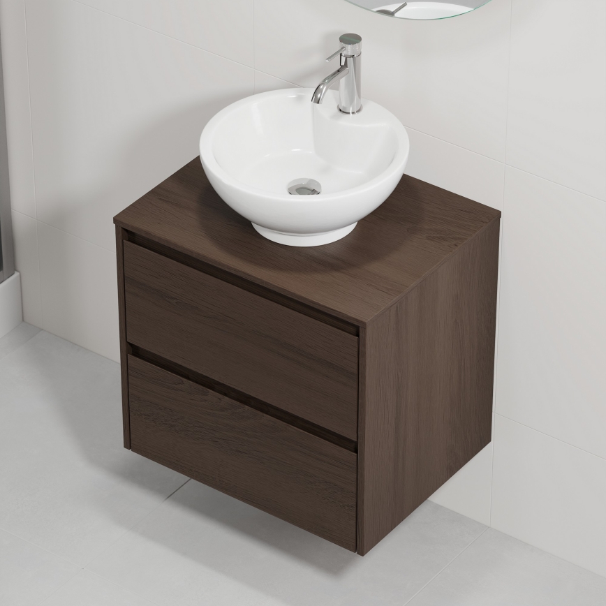 Kopalniška omarica z umivalnikom TRONDHEIM/DRAMMEN 60x57x46 cm oreh/bela