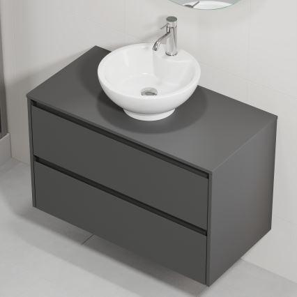 Kopalniška omarica z umivalnikom TRONDHEIM/DRAMMEN 90x57x46 cm antracit/bela