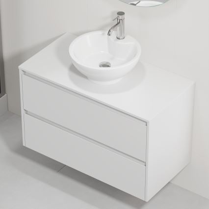 Kopalniška omarica z umivalnikom TRONDHEIM/DRAMMEN 90x57x46 cm bela