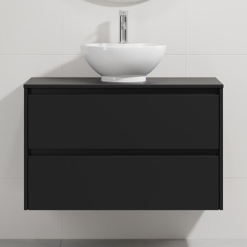 Kopalniška omarica z umivalnikom TRONDHEIM/DRAMMEN 90x57x46 cm črna/bela