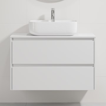 Kopalniška omarica z umivalnikom TRONDHEIM/KRISTIANSAND 90x57x46 cm bela