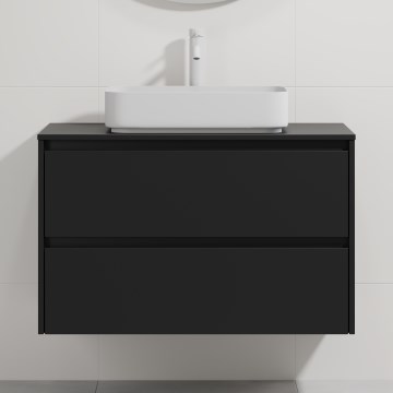 Kopalniška omarica z umivalnikom TRONDHEIM/LJORDAL 90x57x46 cm črna/bela