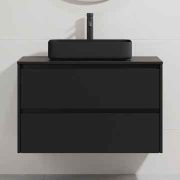 Kopalniška omarica z umivalnikom TRONDHEIM/LJORDAL 90x57x46 cm črna
