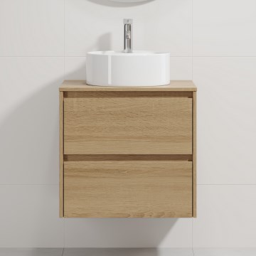 Kopalniška omarica z umivalnikom TRONDHEIM/VIKEDAL 60x57x46 cm hrast/bela