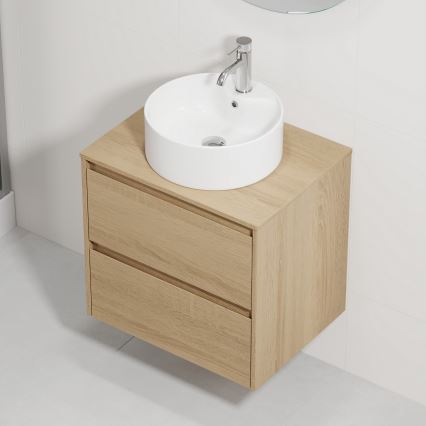 Kopalniška omarica z umivalnikom TRONDHEIM/VIKEDAL 60x57x46 cm hrast/bela