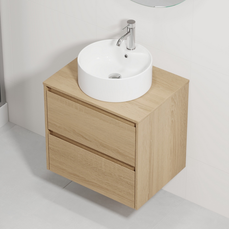 Kopalniška omarica z umivalnikom TRONDHEIM/VIKEDAL 60x57x46 cm hrast/bela