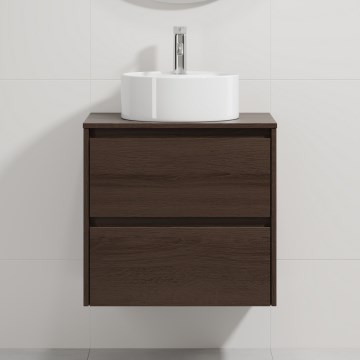Kopalniška omarica z umivalnikom TRONDHEIM/VIKEDAL 60x57x46 cm oreh/bela