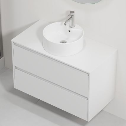 Kopalniška omarica z umivalnikom TRONDHEIM/VIKEDAL 90x57x46 cm bela