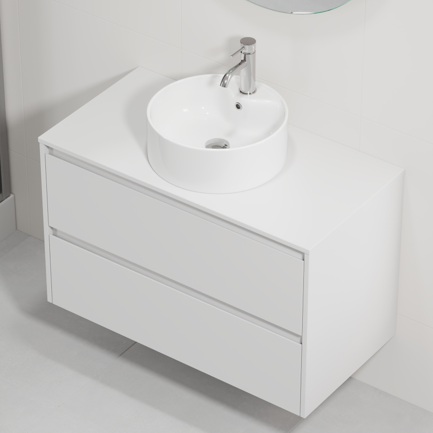 Kopalniška omarica z umivalnikom TRONDHEIM/VIKEDAL 90x57x46 cm bela