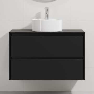 Kopalniška omarica z umivalnikom TRONDHEIM/VIKEDAL 90x57x46 cm črna/bela