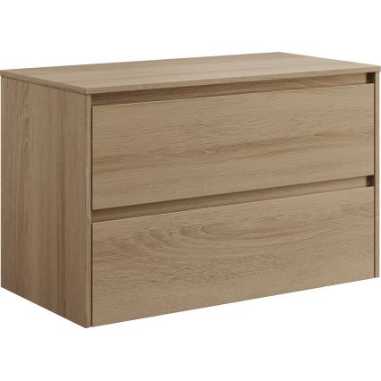 Kopalniška omarica z umivalnikom TRONDHEIM/VIKEDAL 90x57x46 cm hrast/bela