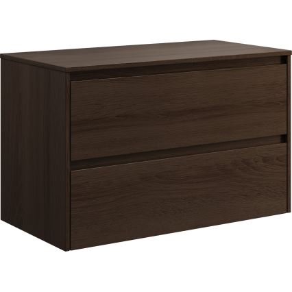Kopalniška omarica z umivalnikom TRONDHEIM/VIKEDAL 90x57x46 cm oreh/bela