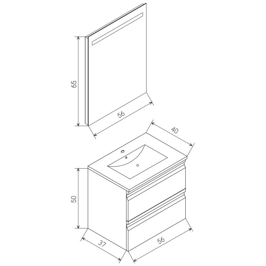 Kopalniška omarica z umivalnikom VEDO + LED ogledalo LED/10W/230V IP44 bela