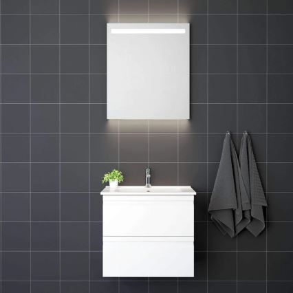 Kopalniška omarica z umivalnikom VIGO + stensko LED ogledalo z osvetlitvijo LED/10W/230V IP44 bela