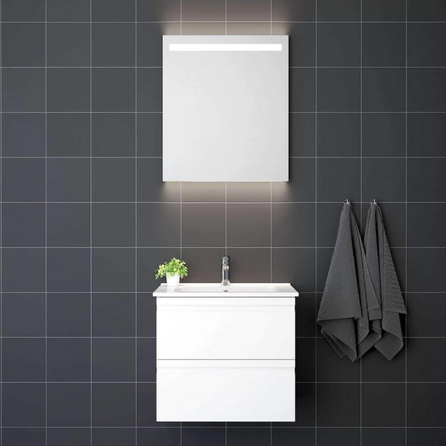 Kopalniška omarica z umivalnikom VIGO + stensko LED ogledalo z osvetlitvijo LED/10W/230V IP44 bela