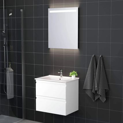 Kopalniška omarica z umivalnikom VIGO + stensko LED ogledalo z osvetlitvijo LED/10W/230V IP44 bela