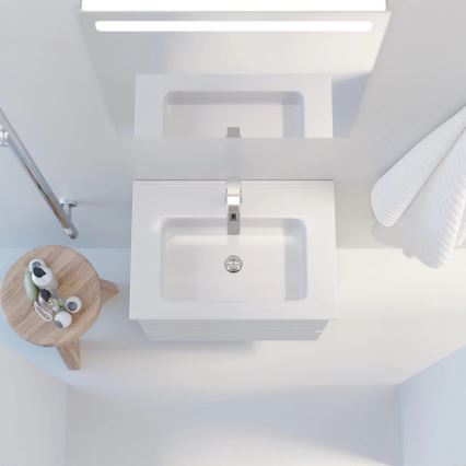 Kopalniška omarica z umivalnikom VIGO + stensko LED ogledalo z osvetlitvijo LED/10W/230V IP44 bela