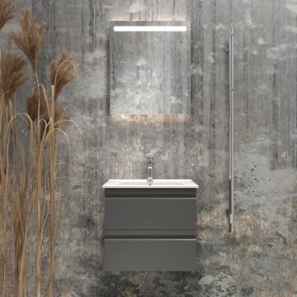 Kopalniška omarica z umivalnikom VIGO + LED stensko ogledalo z osvetlitvijo LED/10W/230V IP44 siva
