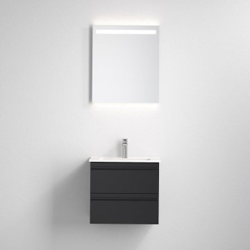 Kopalniška omarica z umivalnikom VIGO + LED stensko ogledalo z LED osvetlitvijo/10W/230V IP44 črna