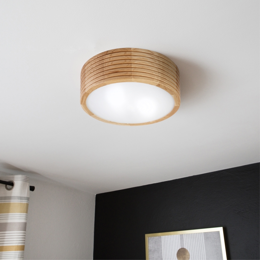 Kopalniška stropna svetilka LINARO 2xE27/15W/230V IP54, hrast, premer 27 cm