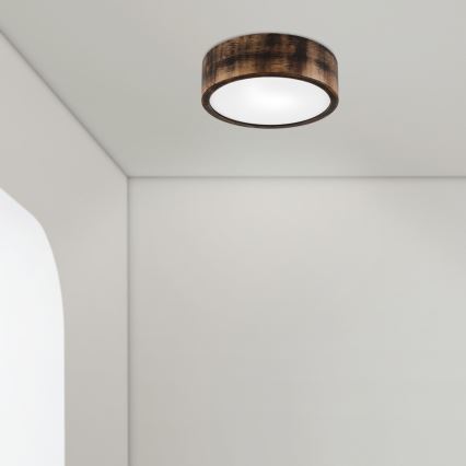 Kopalniška stropna svetilka OAK SMOKY 2xE27/15W/230V IP54 ø 27,5 cm hrast/rjava