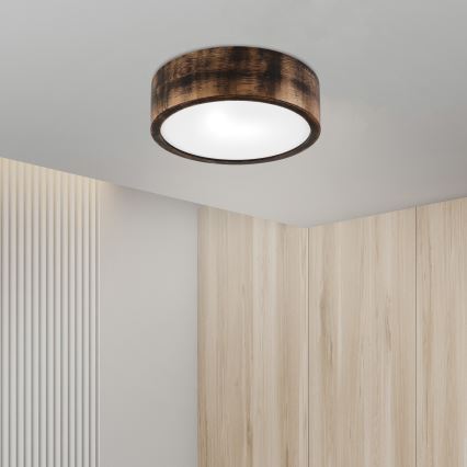 Kopalniška stropna svetilka OAK SMOKY 2xE27/15W/230V IP54 ø 27,5 cm hrast/rjava