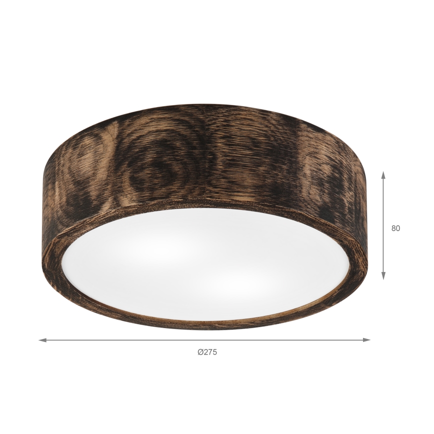 Kopalniška stropna svetilka OAK SMOKY 2xE27/15W/230V IP54 ø 27,5 cm hrast/rjava