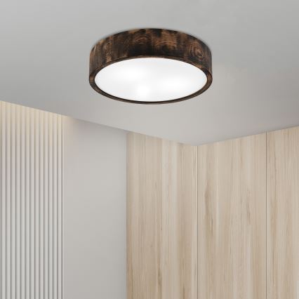 Kopalniška stropna svetilka OAK SMOKY 3xE27/15W/230V IP54 ø 37,5 cm hrast/rjava