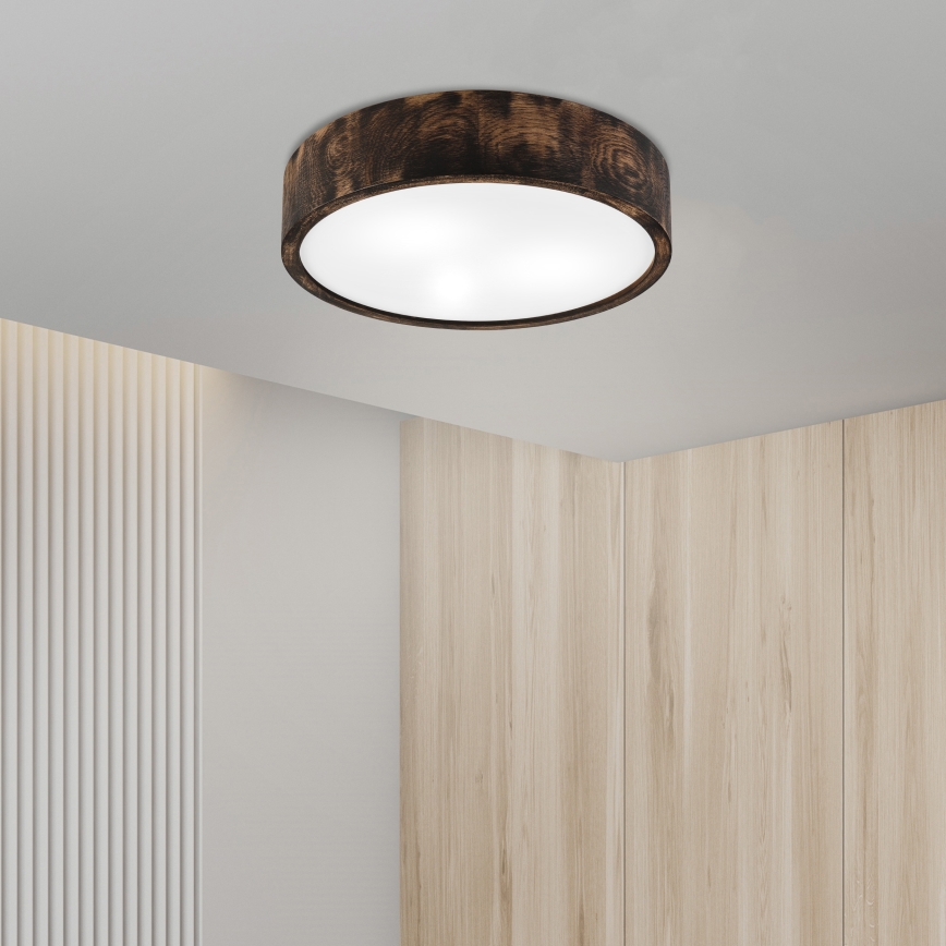Kopalniška stropna svetilka OAK SMOKY 3xE27/15W/230V IP54 ø 37,5 cm hrast/rjava