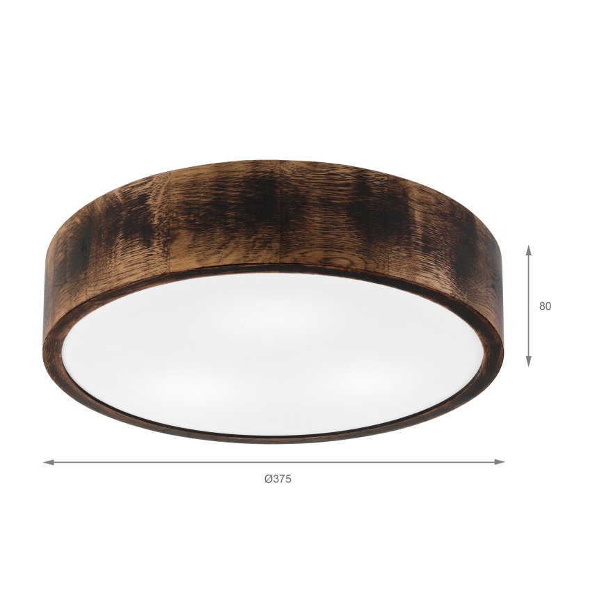 Kopalniška stropna svetilka OAK SMOKY 3xE27/15W/230V IP54 ø 37,5 cm hrast/rjava