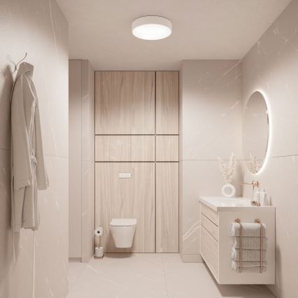 Kopalniška stropna svetilka s senzorjem CLEO 2xE27/24W/230V pr. 30 cm bela IP54