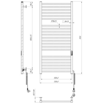 Kopalniški brisačni radiator HF DERBY 255W/230V 117x53 cm črn