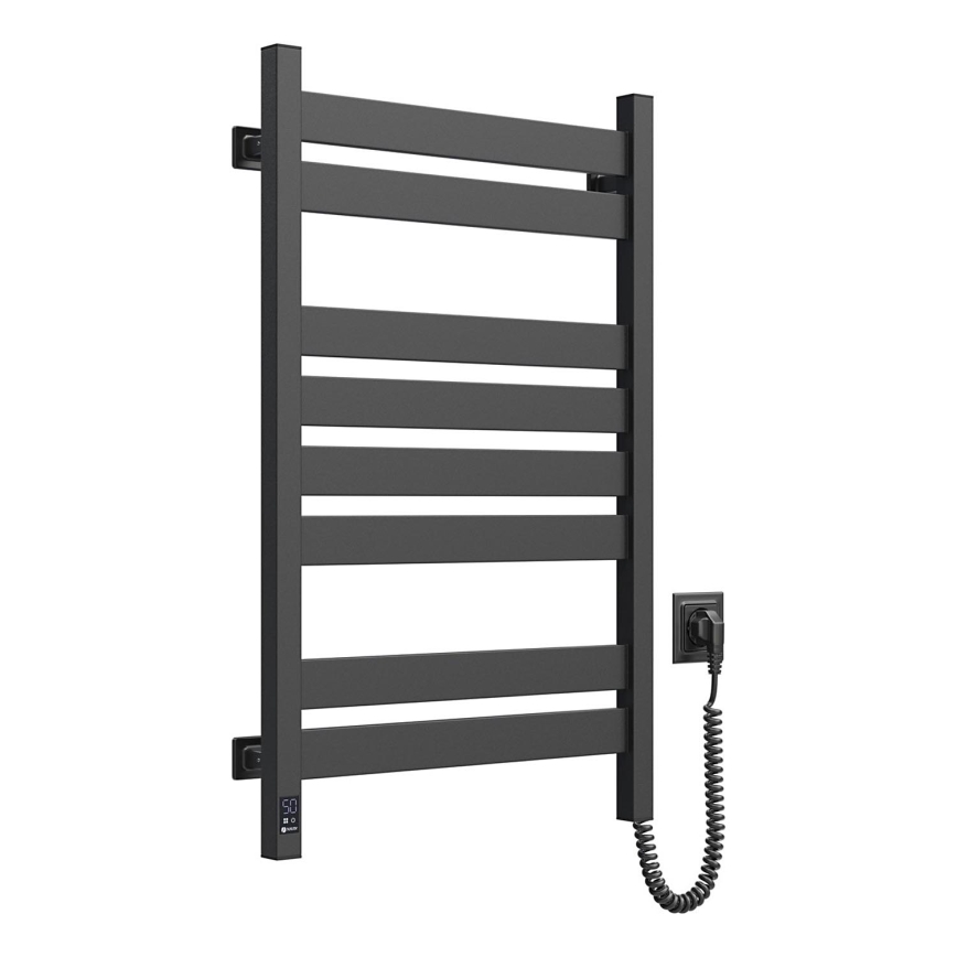 Kopalniški brisačni radiator LARGO z termostatom 432W/230V 80,6 cm IP44 črn desni pravokoten