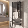 Kopalniški brisačni radiator s termostatom LARGO 256W 120x50 cm, črn, levi