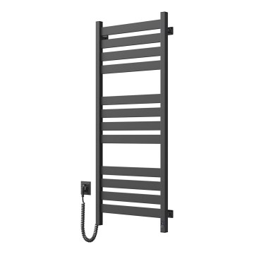 Kopalniški brisačni radiator s termostatom LARGO 256W 120x50 cm, črn, levi