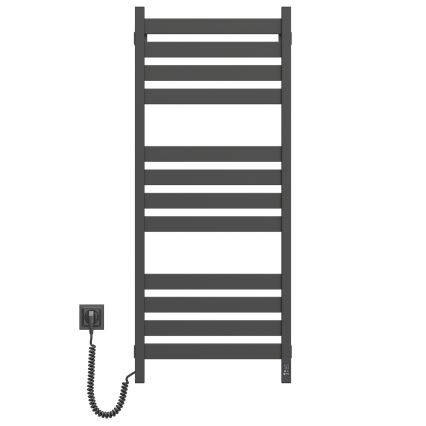 Kopalniški brisačni radiator s termostatom LARGO 256W 120x50 cm, črn, levi