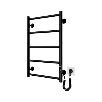 Kopalniški lestevni brisačnik CLASSIC 65W/230V 66x42 cm nerjaveče jeklo/črna desna