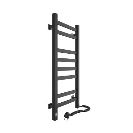 Kopalniški lestvični radiator z termostatom AVANGARD 251W/230V 80,6cm IP44 črne barve, desna izvedba, oglate oblike