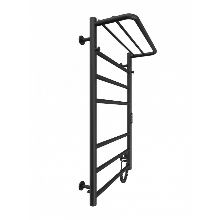 Kopalniški lestevni radiator HOME 95W/230V 77x53 cm, nerjaveče jeklo/črna, desna