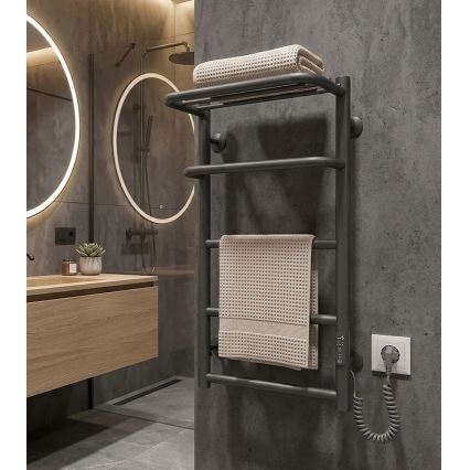Kopalniški lestevni radiator HOTEL 75W/230V 66x42 cm, nerjaveče jeklo/antracit, desni