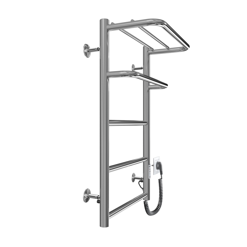 Kopalniški lestevni radiator HOTEL 75W/230V 66x42 cm nerjavno jeklo/krom desna