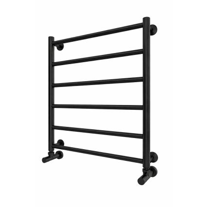 Kopalniški lestevni radiator INOX FLAT 122W/230V 57x43 cm nerjaveče jeklo/črna