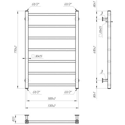 Kopalniški lestevni radiator INOX TOKIO 161W/230V 77x53 cm nerjaveče jeklo/antracit