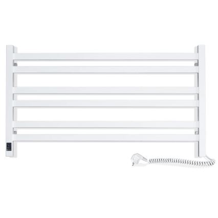 Kopalniški lestvičasti radiator AVANGARD z termostatom, 316 W/230 V, 50,6 cm, IP44, v beli barvi, desni, kvadraten