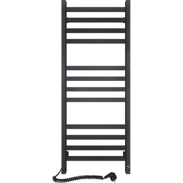 Kopalniški lestevni radiator z termostatom AVANGARD 227 W, 120 × 48 cm, črn, levi