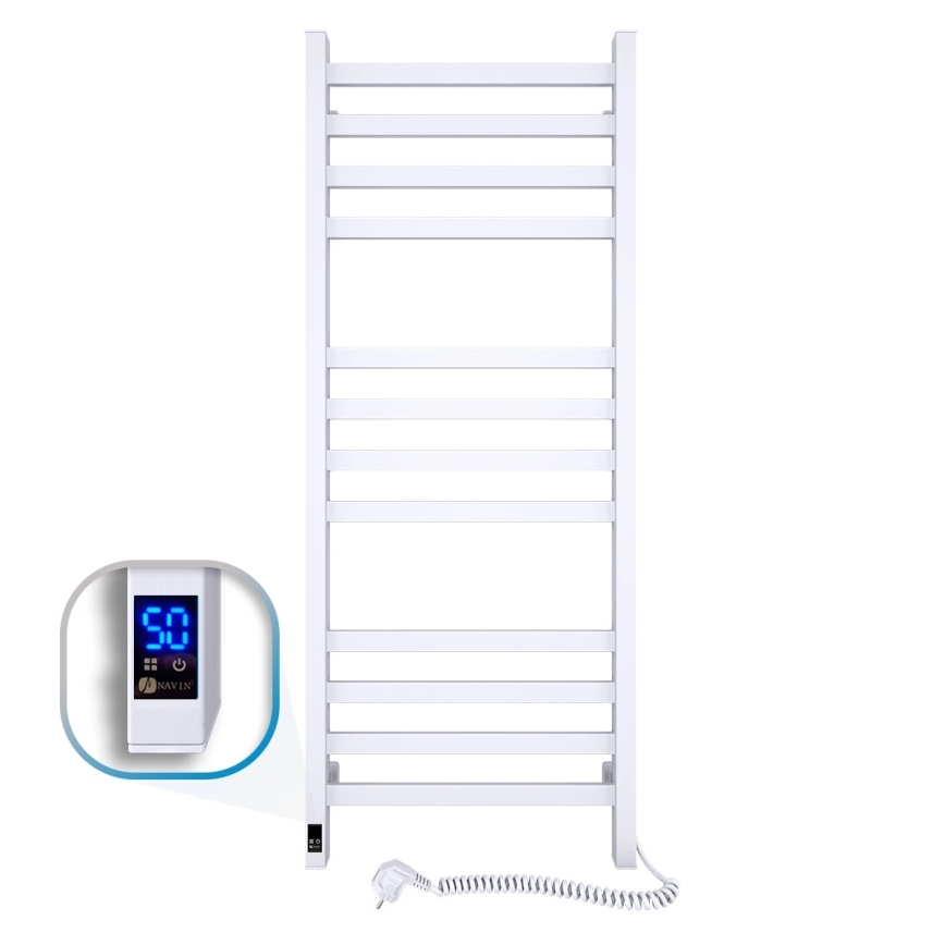 Kopalniški lestevni radiator z termostatom AVANGARD 227W 120x48cm, bela, desna