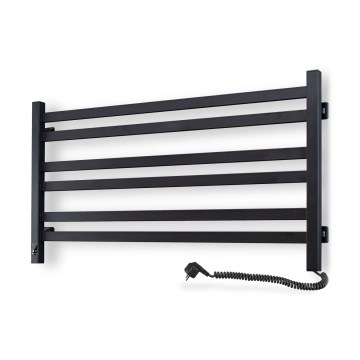 Kopalniški lestevni radiator z termostatom AVANGARD 316W/230V 50,6 cm IP44, črn, desni, kvadraten