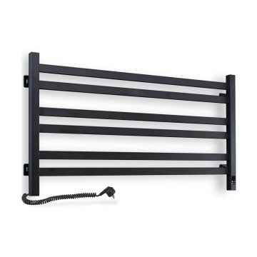 Kopalniški lestevni radiator z termostatom AVANGARD 316W/230V 50,6 cm IP44 črn, levi, kvadraten